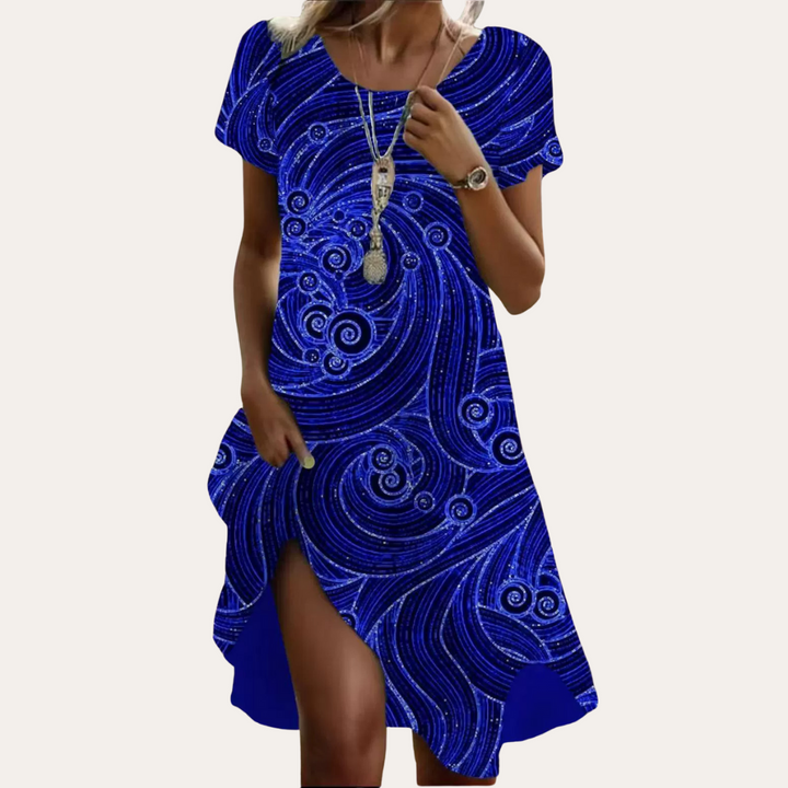 Damen Baumwollkleid – Kurzarm Midi-Länge, Luftig & Bequem für Sommer, Alltag & Urlaub | Vestea