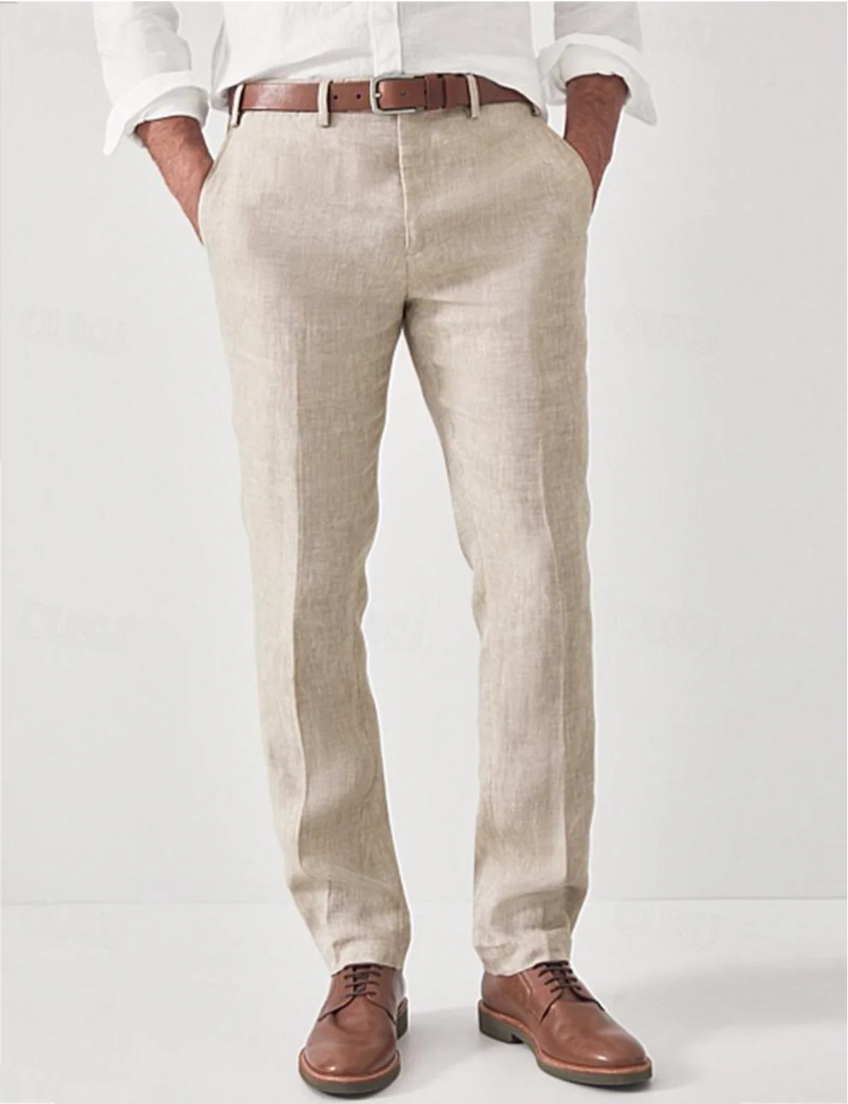 Men's Linen Pants Harem Elastic Waist Casual