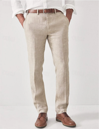 Men's Linen Pants Harem Elastic Waist Casual