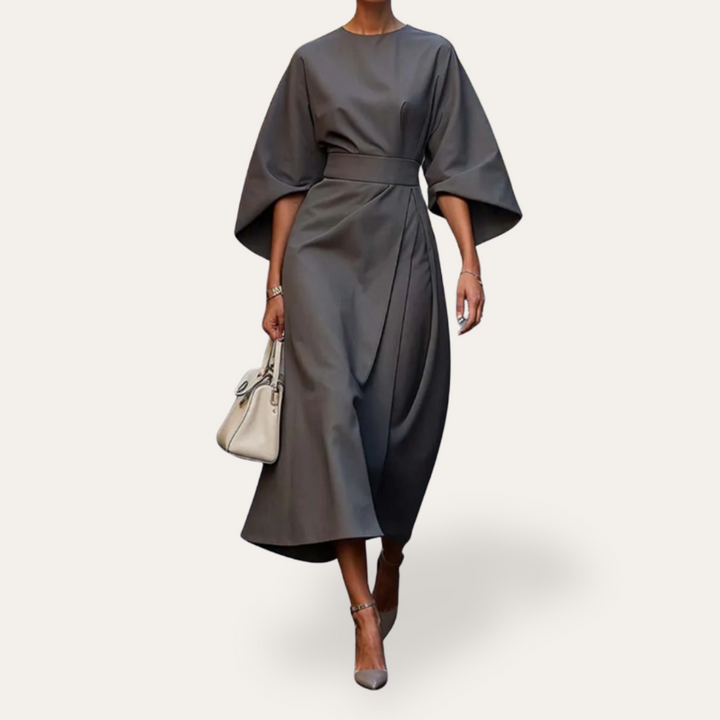 Vestea | Damen Kleid mit weiten Ärmeln aus Leinenmischung