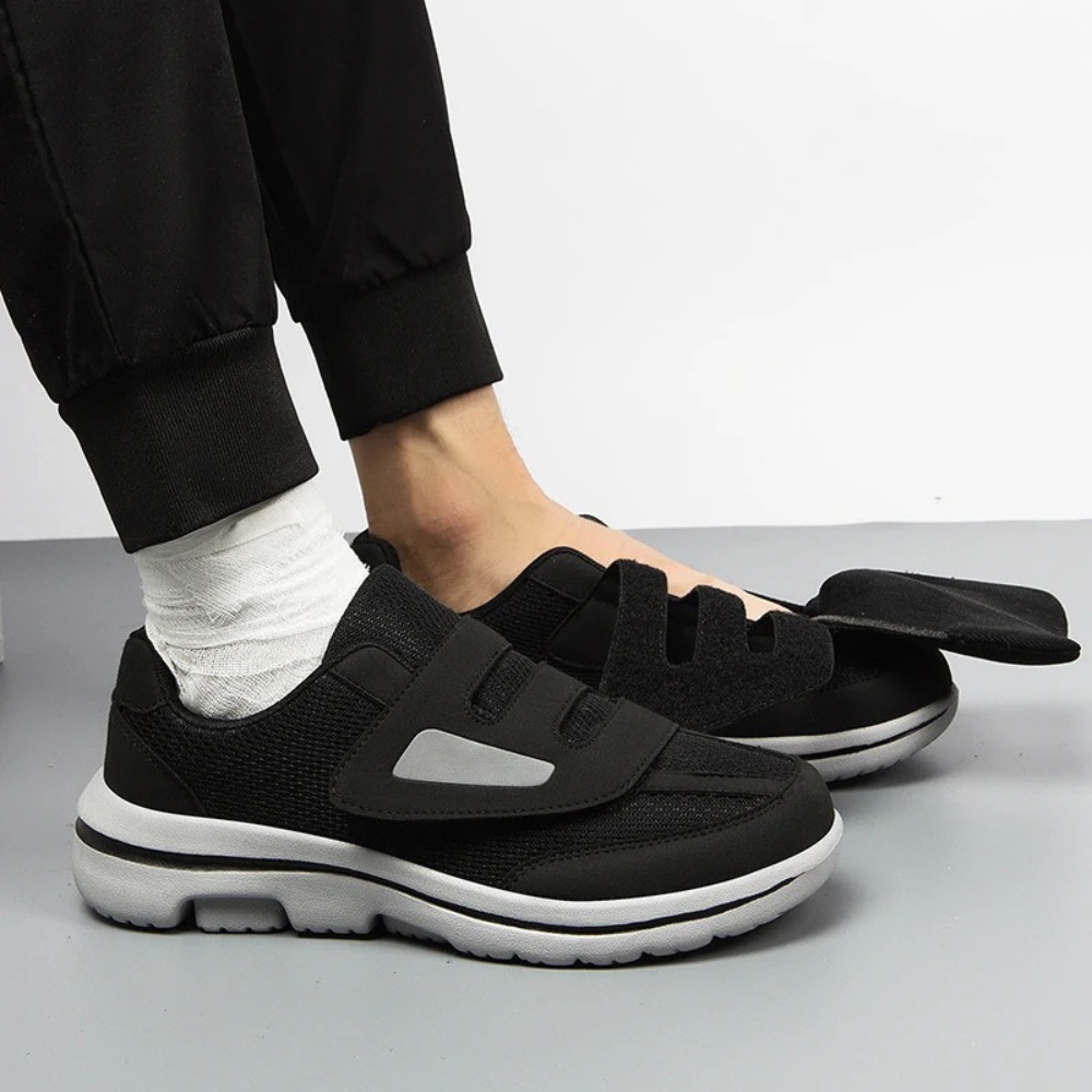 Chaussures orthopédiques pour hommes, ajustables, en mesh respirant, à enfiler, largeur large, fermeture velcro