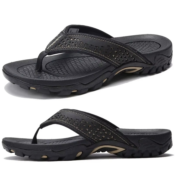 Chanclas para hombre de nobuk sintético, resistentes al agua, con soporte para el arco, plantilla acolchada y suela antideslizante – Casual para playa