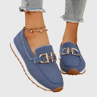 Women's Orthopedic Loafers Slip-On Cushioned Insole Rubber Outsole Metal Detail