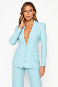 Women's 2-Piece Set Blazer Trousers Tailored Long Sleeve Straight Leg – Formal