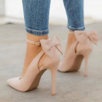 Women's Court Shoes Satin Bow Pointed Toe High Heel Formal Wear