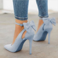 Women's Court Shoes Satin Bow Pointed Toe High Heel Formal Wear