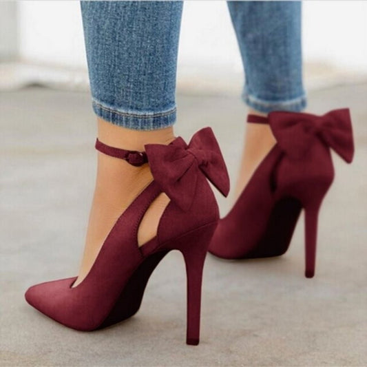 Women's Court Shoes Satin Bow Pointed Toe High Heel Formal Wear