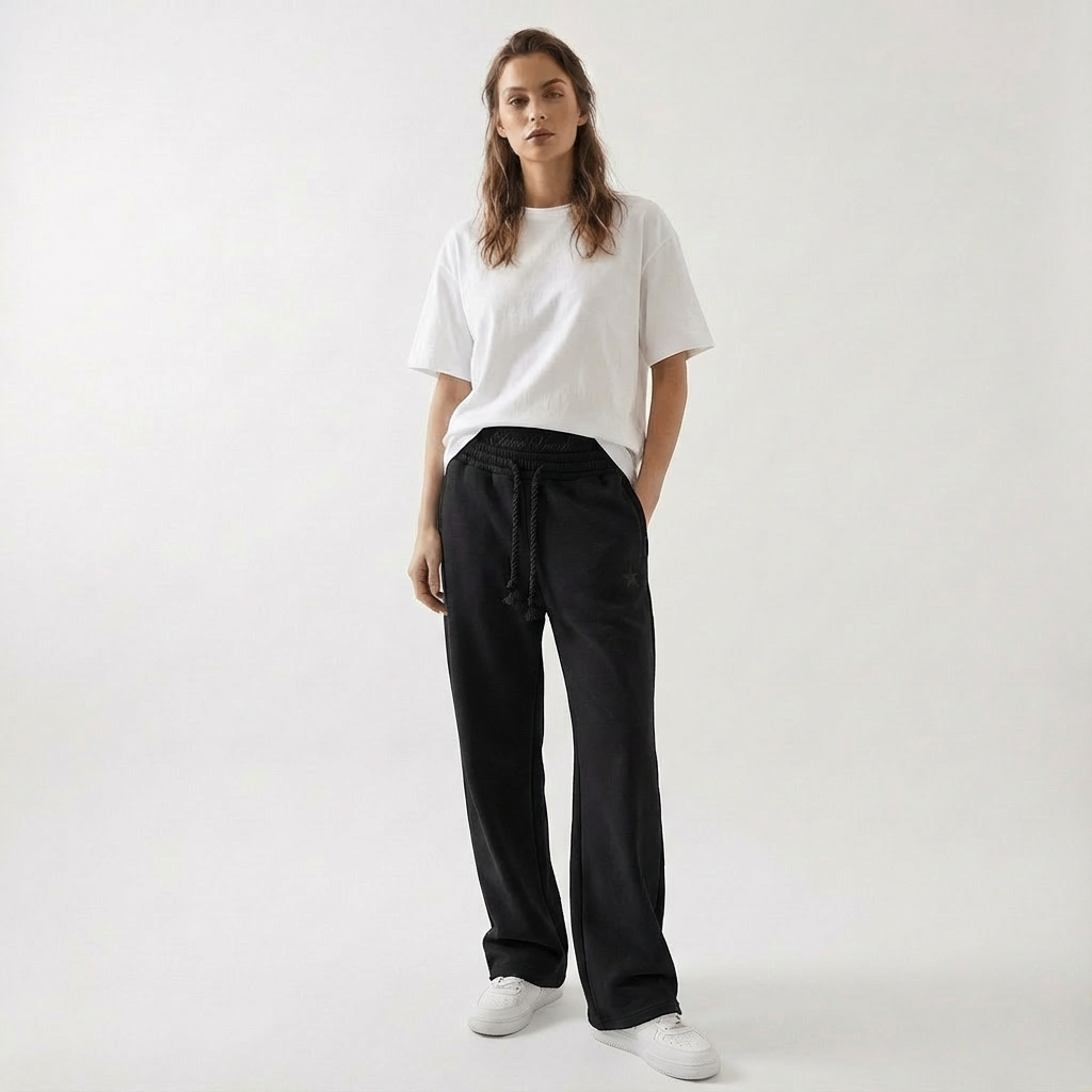 Jogging unisexe coupe ample taille élastique cordon poches décontracté