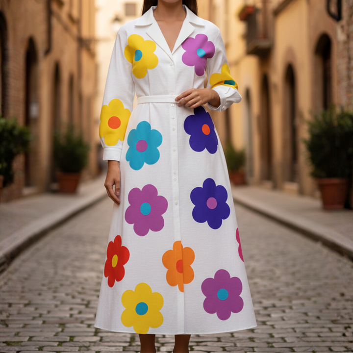 Damenkleid mit Kragen und Langarm | Vestea