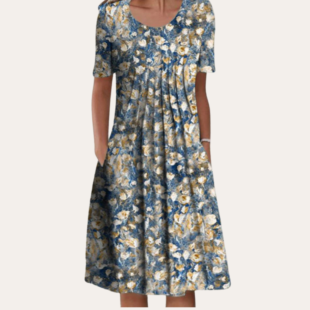 Vestea | Baumwoll Kurzarm Midikleid Damen