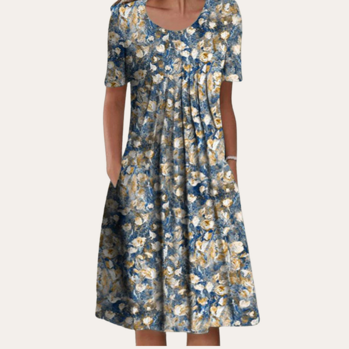 Vestea | Baumwoll Kurzarm Midikleid Damen