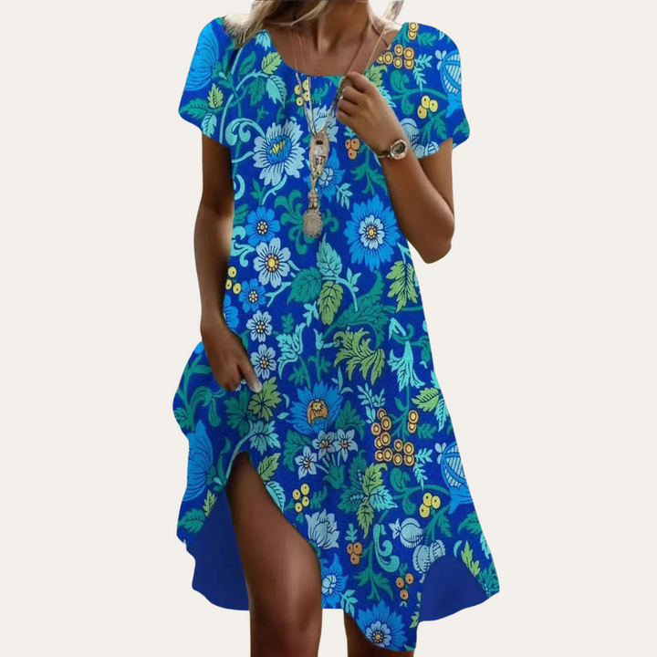 Damen Baumwollkleid – Kurzarm Midi-Länge, Luftig & Bequem für Sommer, Alltag & Urlaub | Vestea