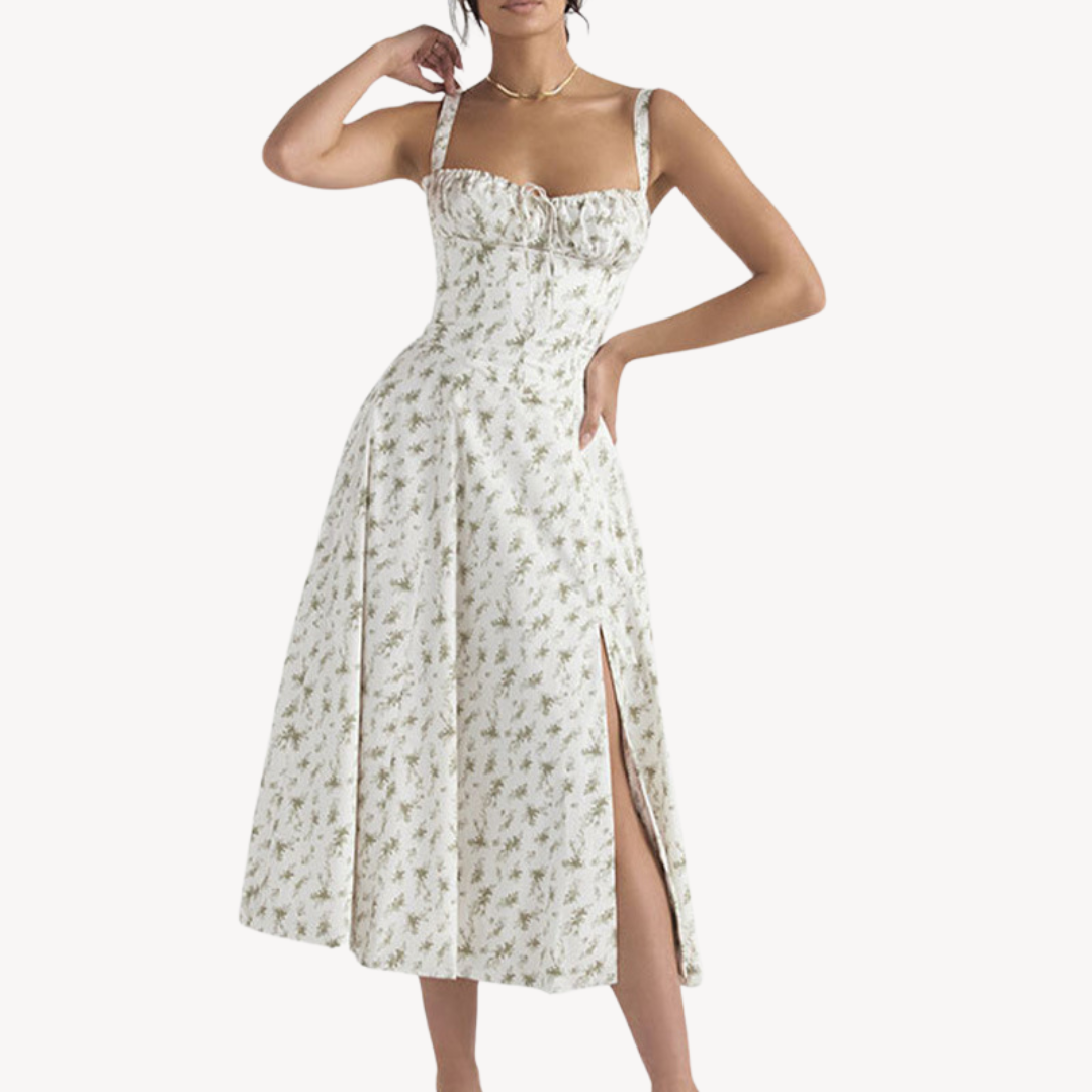 Damen Ärmelloses Blumen-Midikleid | Vestea