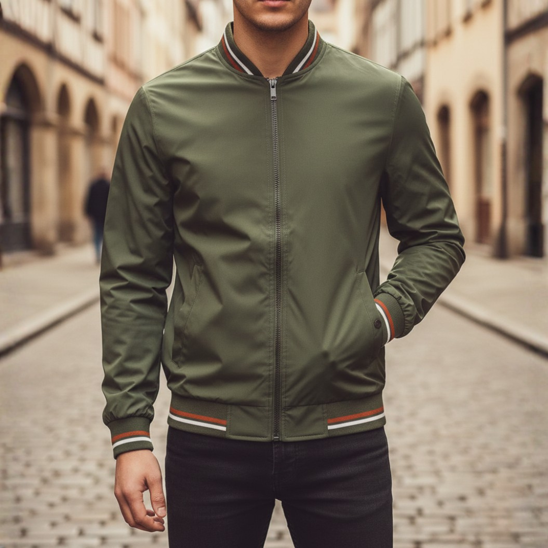 Chaqueta corta con cremallera ligera para hombre