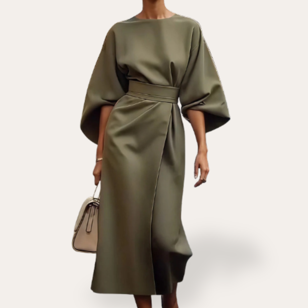 Vestea | Damen Kleid mit weiten Ärmeln aus Leinenmischung