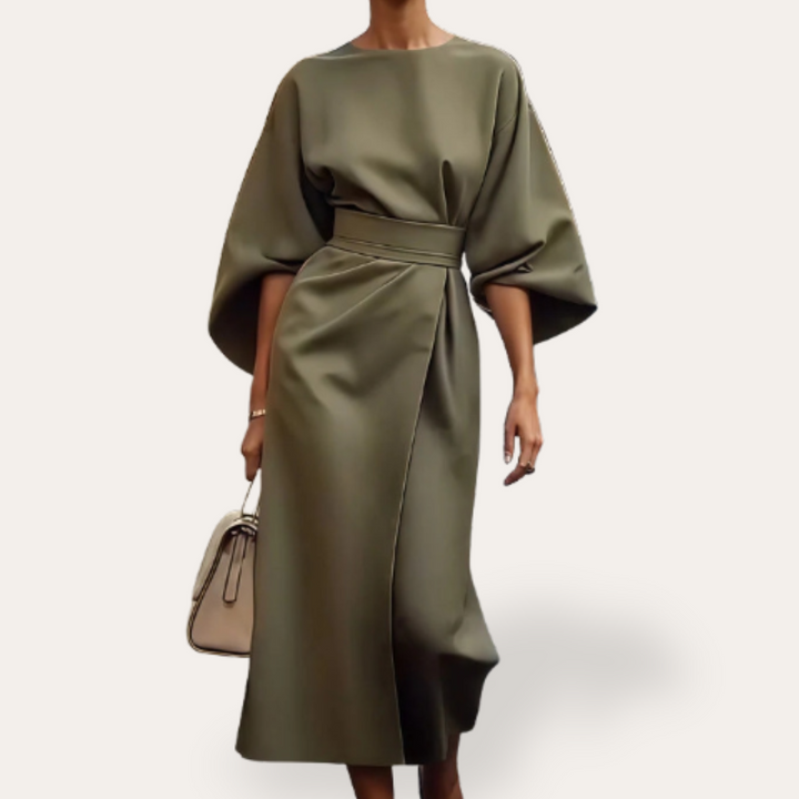 Vestea | Damen Kleid mit weiten Ärmeln aus Leinenmischung