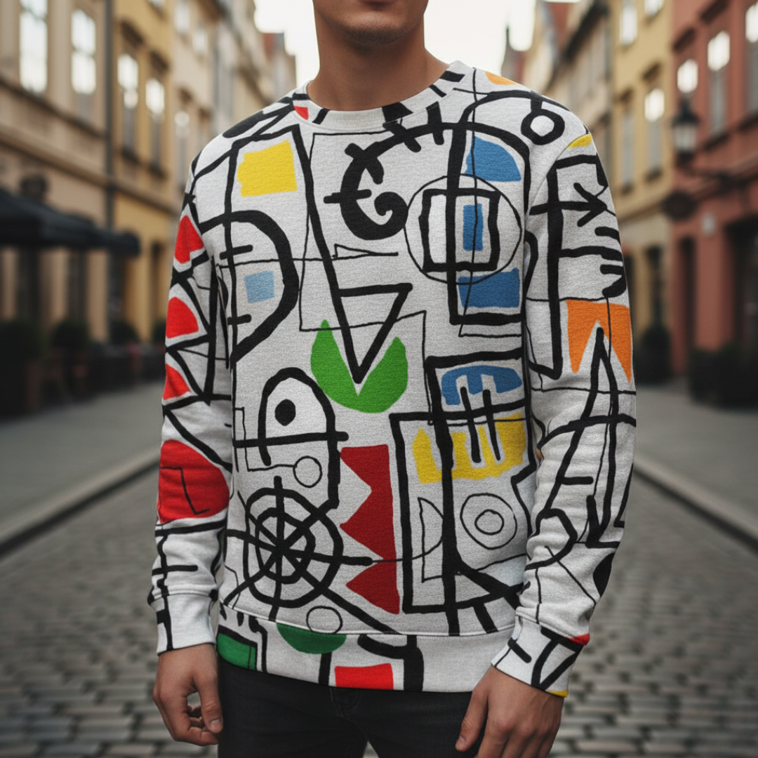 Herren Sweatshirt mit Modernem Design aus Stoff | Vestea