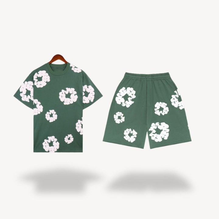 Baumwoll-Set Blumen T-Shirt & Shorts Unisex | Vestea
