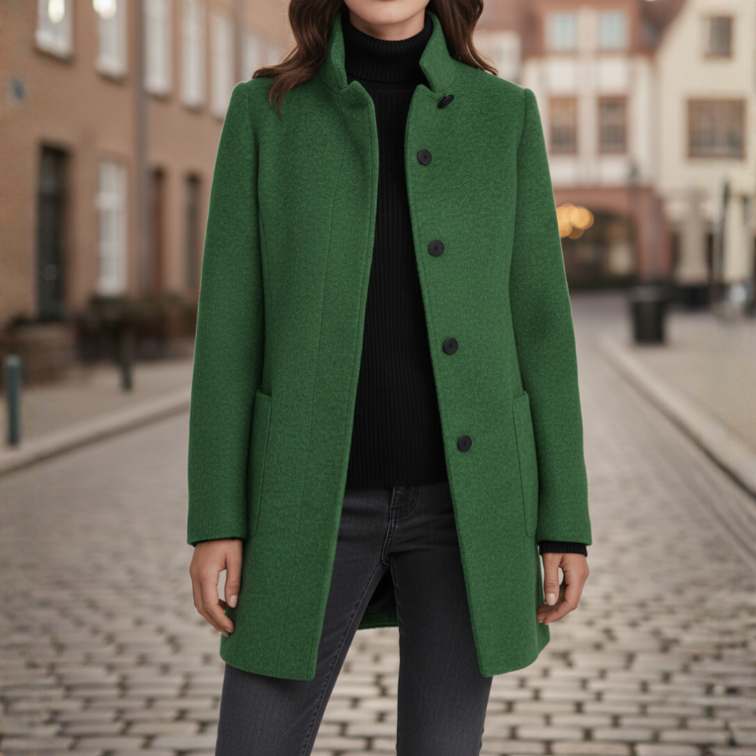 Damenmantel aus Polyester mit schwarzen Knöpfen | Vestea