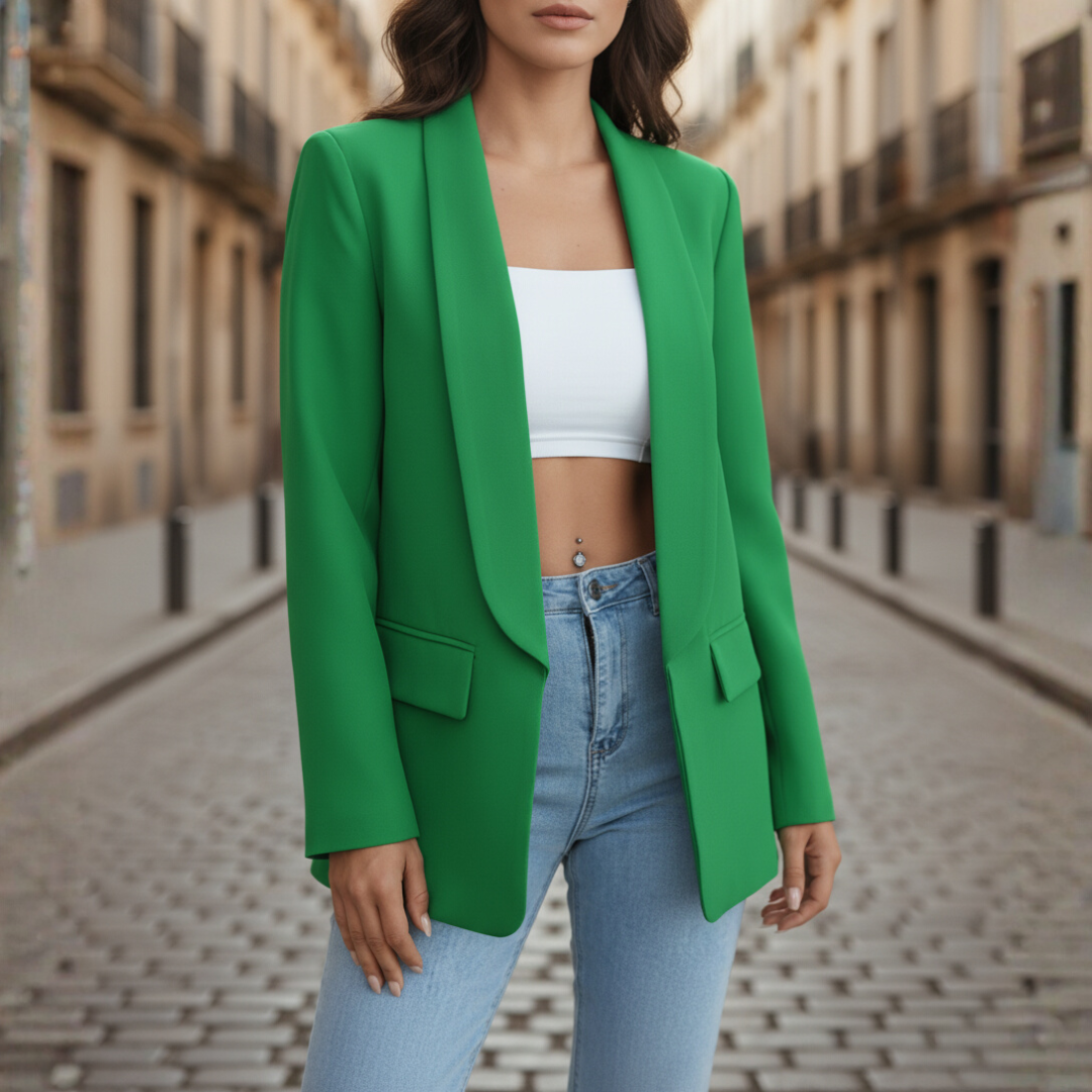 Damenjacke aus Stretchstoff mit langen Ärmeln und Taschen | Vestea