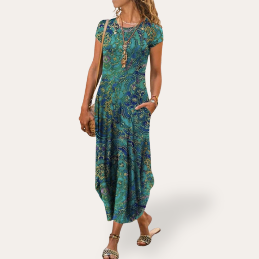 Vestea | Damen Blumen Maxikleid aus Baumwolle