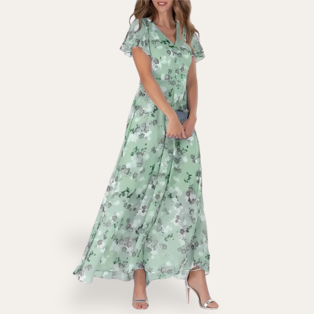 Vestea | Damen Blumen Chiffon Maxikleid
