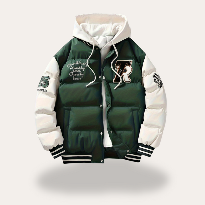 Herren Varsity Pufferjacke mit Kapuze | Vestea