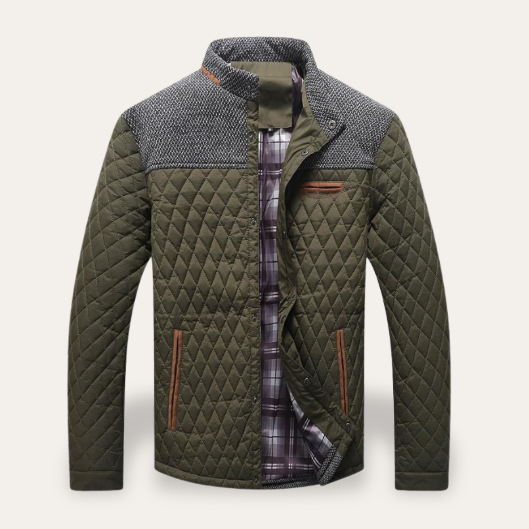 Herren-Steppjacke mit Stehkragen und Strickdetails | Vestea