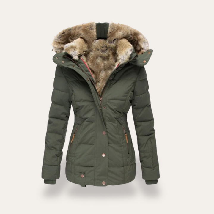 Damen-Steppjacke mit Kapuze und Kunstpelz | Vestea