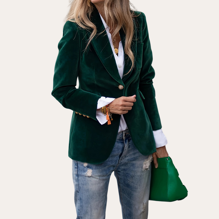 Damen Samt Blazer Jacke Elegant | Vestea