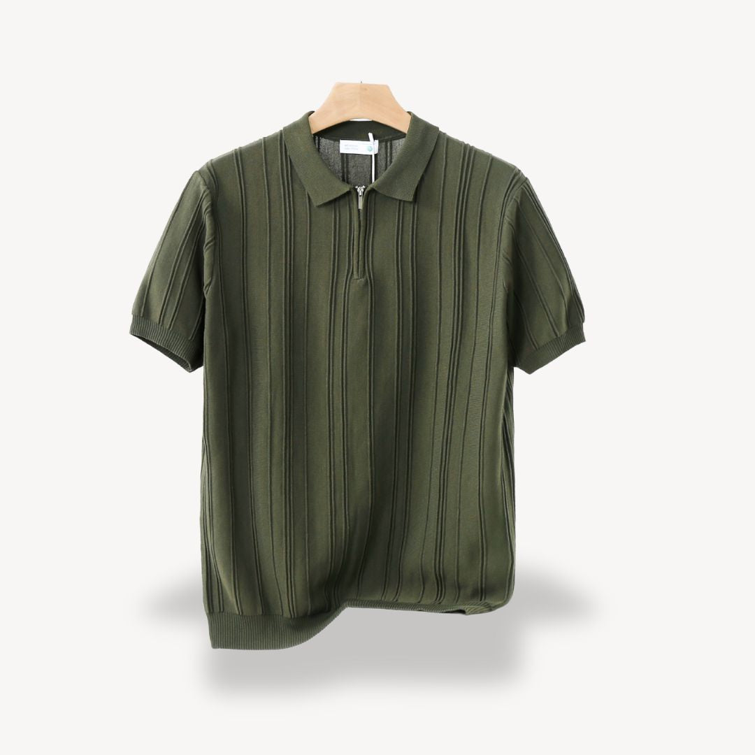Herren Rippstrick Half-Zip Poloshirt | Vestea