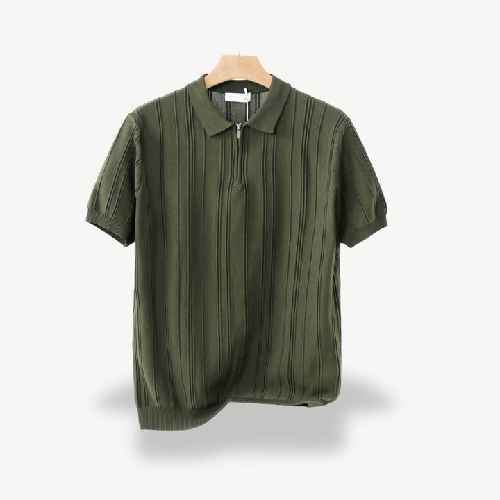 Herren Rippstrick Half-Zip Poloshirt | Vestea