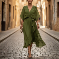 Maxi Dress Short Sleeve Chiffon Womens