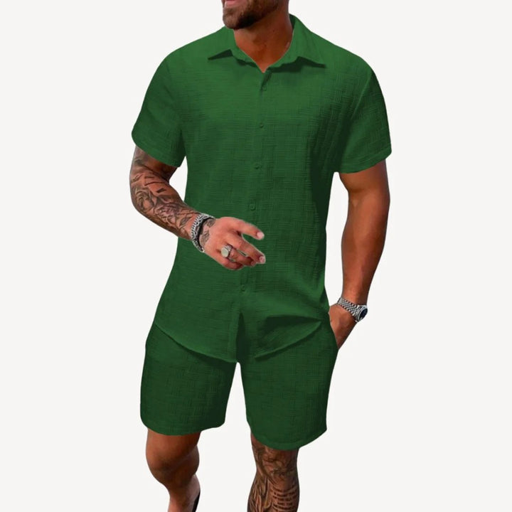 Herren Sommer-Set aus Leinenmischung mit Shorts | Vestea