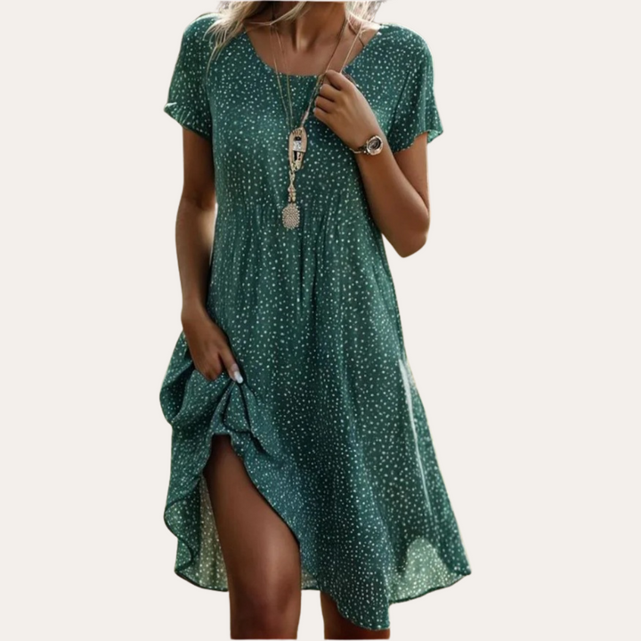 Damen Baumwollkleid – Kurzarm Midi-Länge, Luftig & Bequem für Sommer, Alltag & Urlaub | Vestea