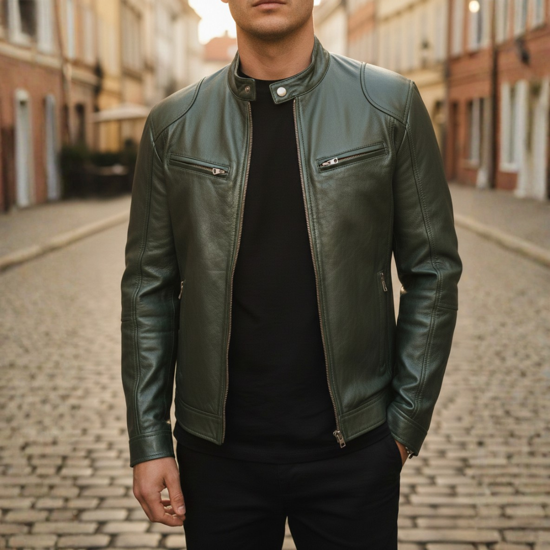 Men Faux Leather Slim Biker Moto Jacket