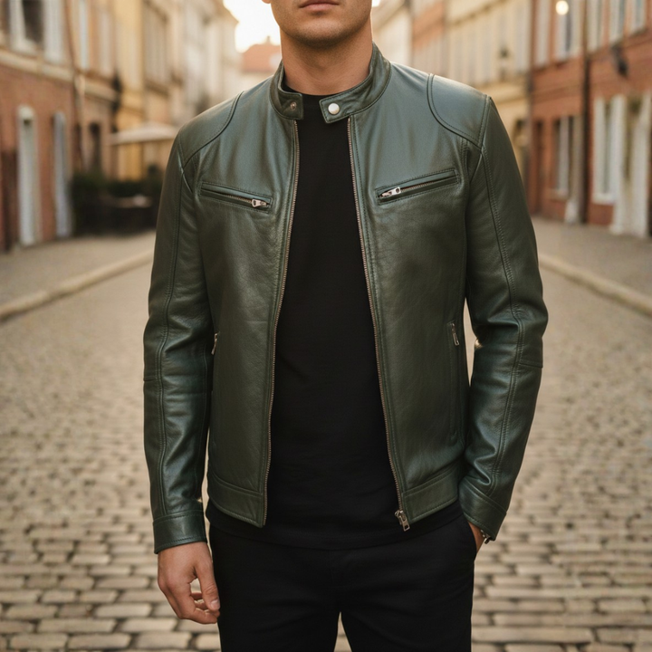 Men Faux Leather Slim Biker Moto Jacket