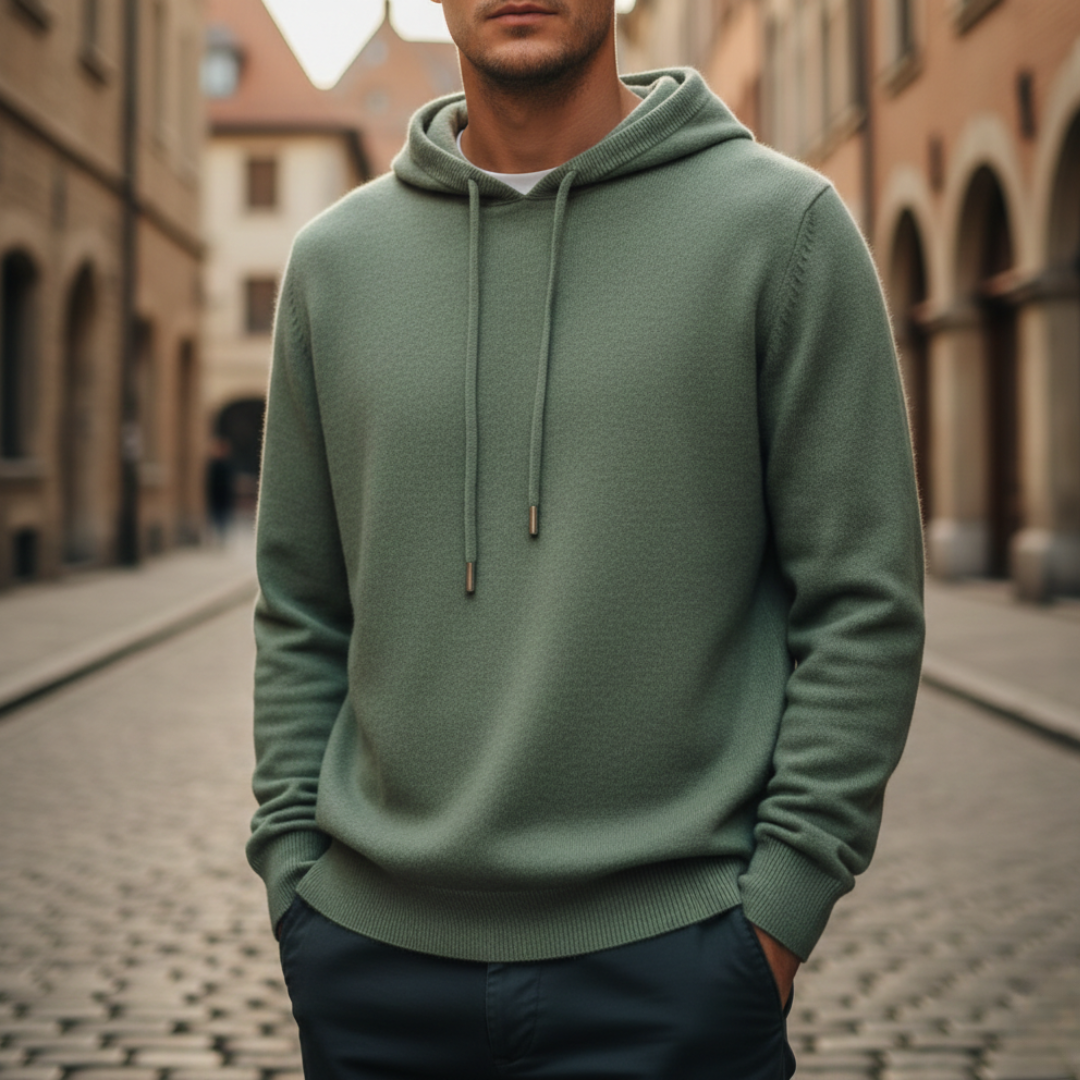 Suéter con capucha tejido para hombre