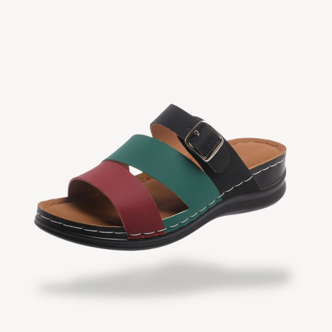 Damen Bunte Orthopädische Ledersandalen | Vestea