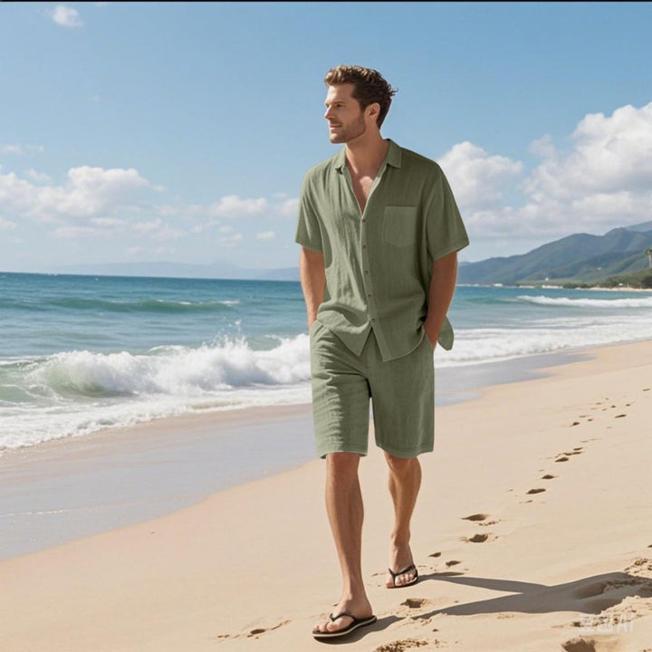 Herren Leinen Kurzarm Sommer Set | Vestea