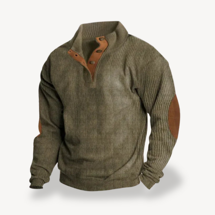 Herren Rippenpullover mit Ellenbogenpatches | Vestea