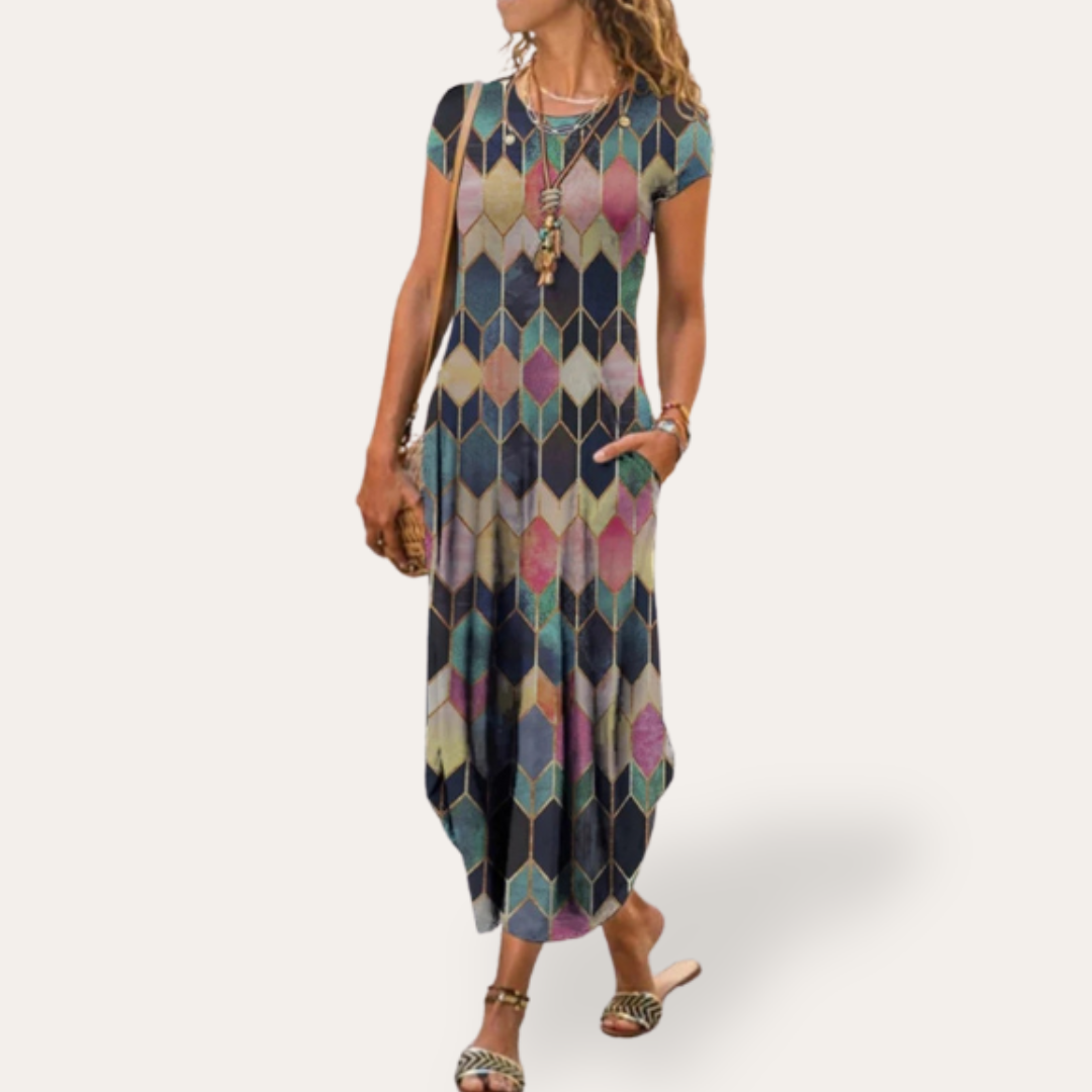 Vestea | Damen Blumen Maxikleid aus Baumwolle