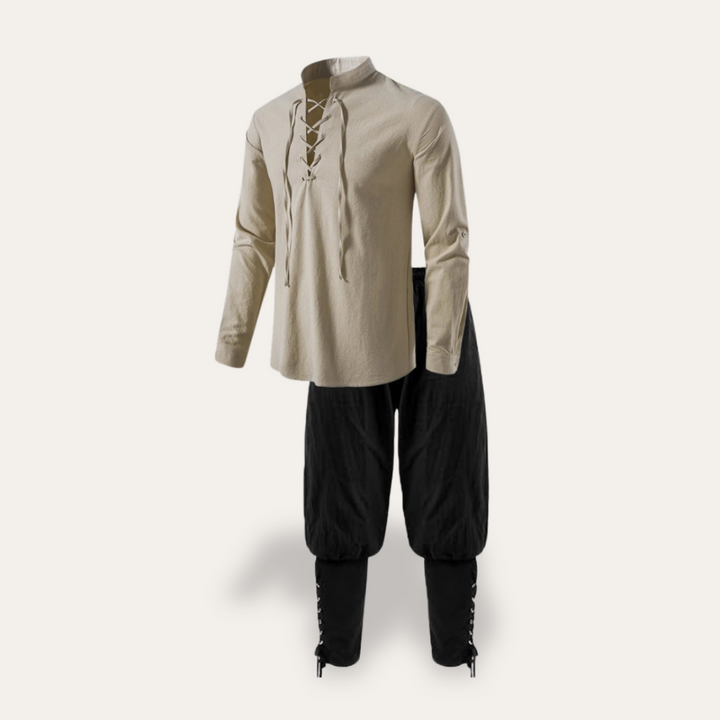 Vestea | Herren Mittelalterliches Baumwoll-Set – Langarm Tunika & Hose