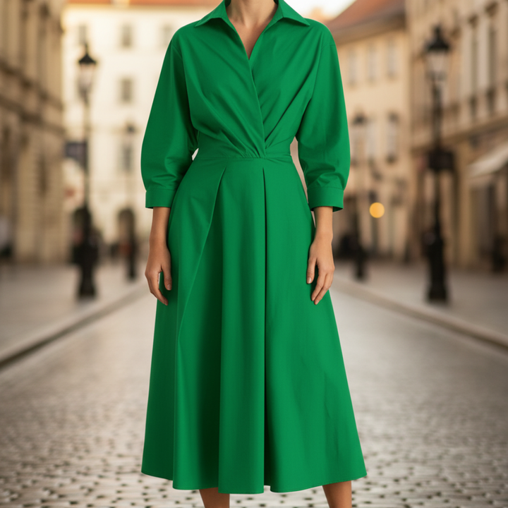 Damenkleid mit Kragen und Langarm | Vestea