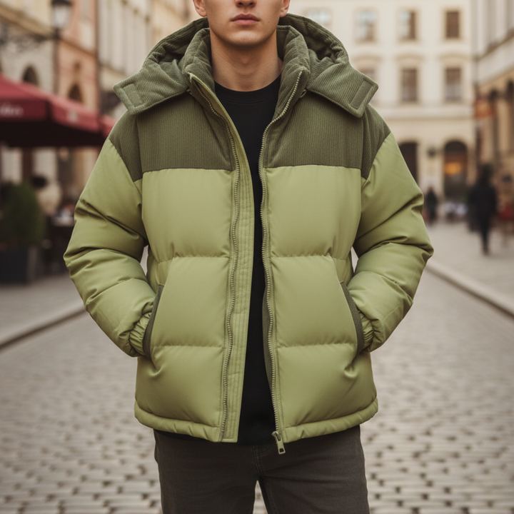 Winter down jacket for men with hood | Vestea