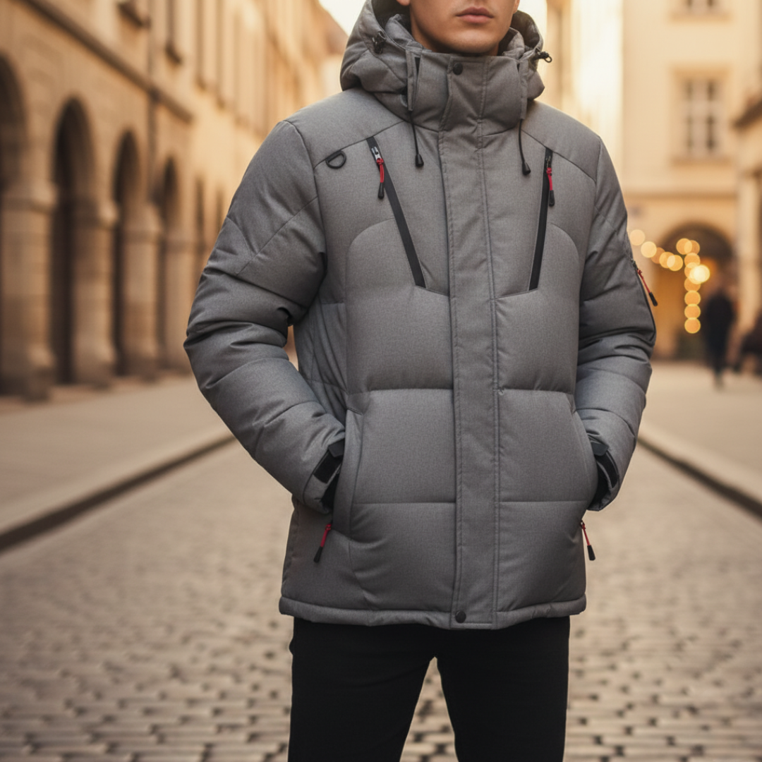 Herren Winterjacke Kapuze Materialmix | Vestea