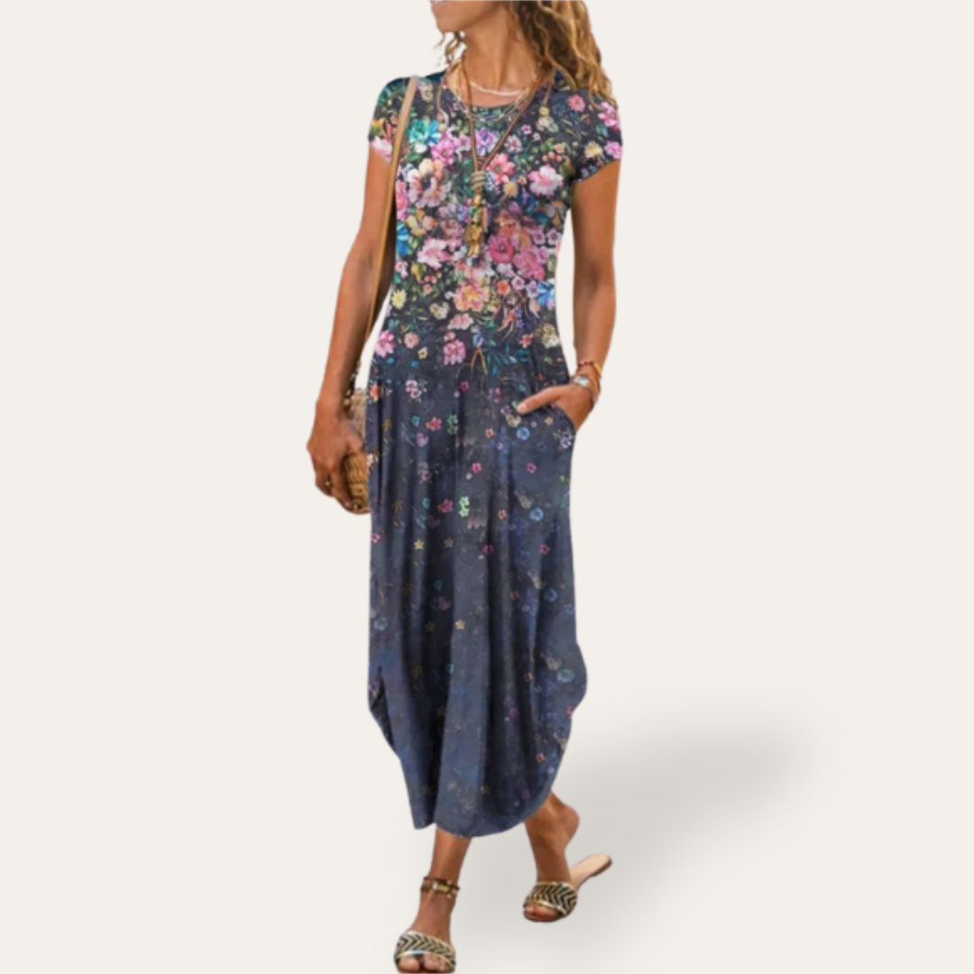 Vestea | Damen Blumen Maxikleid aus Baumwolle