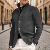 Men Ribbed Knit Button Cardigan