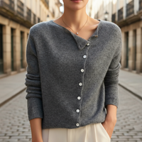 Cardigan Sweater Wool Knit Side Button Long Sleeve Women