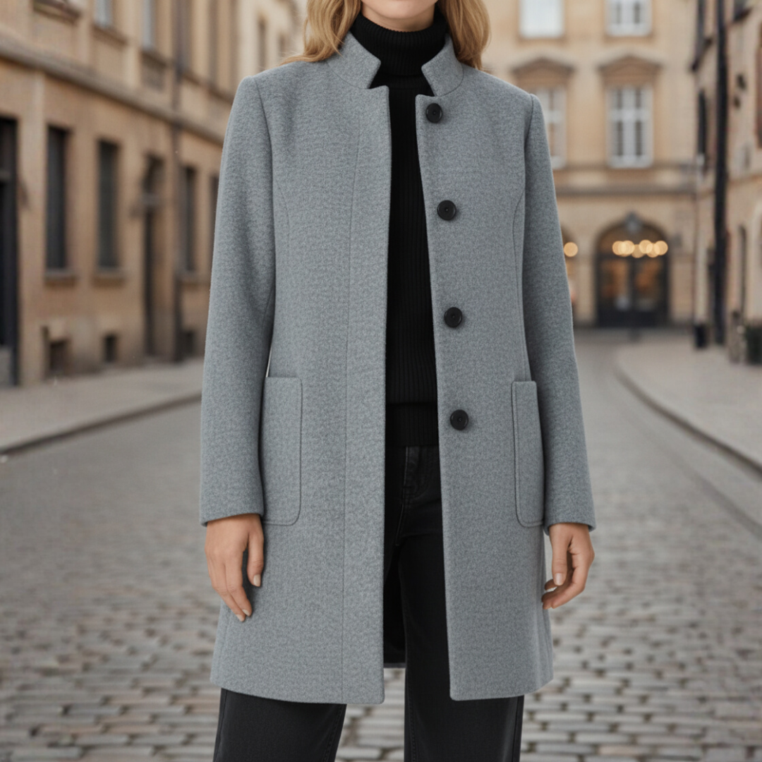 Damenmantel aus Polyester mit schwarzen Knöpfen | Vestea